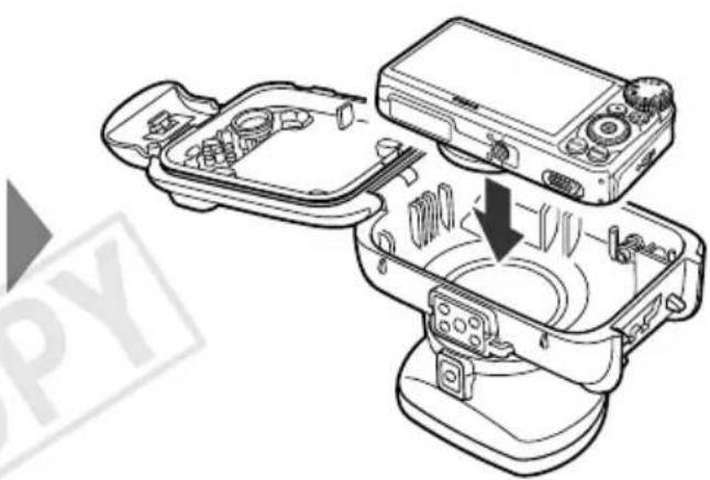 CANON WP-DC42 - Remove the strap, and make sure the battery and memory card are in the camera. - 1