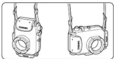 CANON WP-DC24 - Fasten both ends of the neck strap to the strap mounts as shown, and adjust it to a comfortable length. - 2