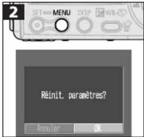 CANON Digital IXUS V2 - Rétabillisement des valeurs par défaut de tous les paramètres - 2