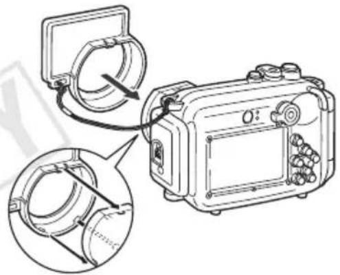 CANON WP-DC22 - 2Fije la placa de difusión en la funda impermeable. - 1