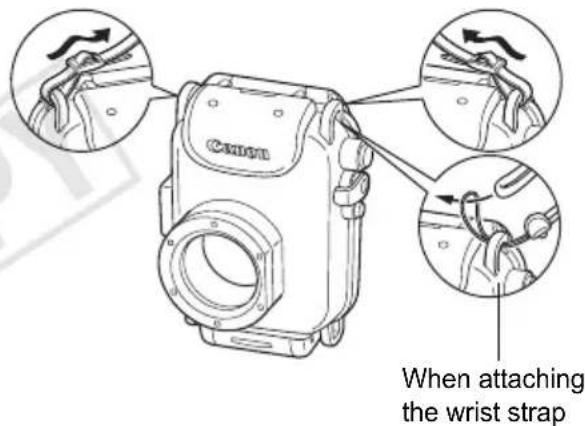 Canon When attaching the wrist strap