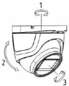 Technical diagram of a mechanical component with numbered parts and directional arrows indicating motion or assembly.