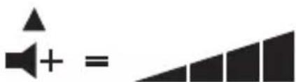 Diagram showing speaker icon with plus sign and equals sign, alongside a right triangle symbol representing a scale or measurement.
