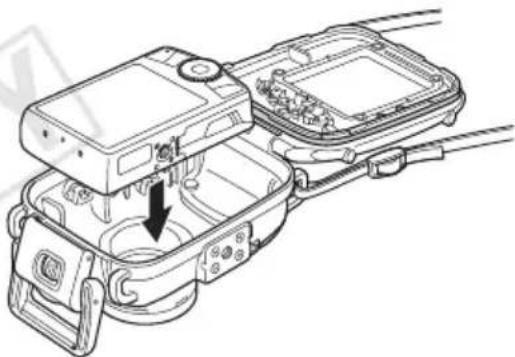 CANON WP-DC26 - Colocación de la cámara en la funda impermeable - 1