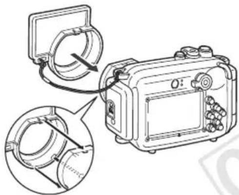 CANON WP-DC23 - 将扩散闪光板安装在防水套上。 - 1