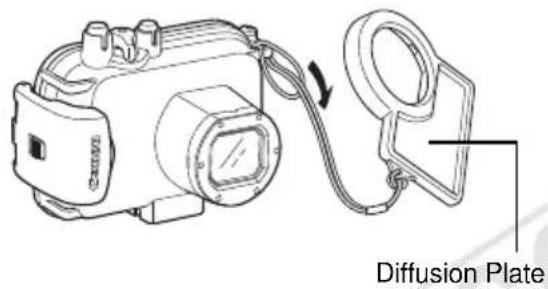 CANON WP-DC27 - Thread the cord of the diffusion plate through the strap mount. - 1