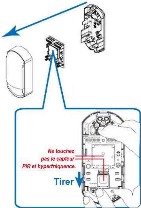 Ne touchez pas le capteur PIR et hyperfréquence. Tirer