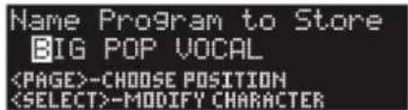 Name Program to Store BIG POP VOCAL -CHOOSE POSITION -MODIFY CHARACTER