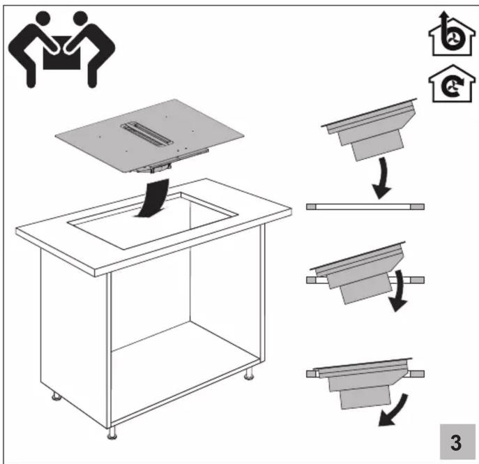 Diagram illustrating a folding or assembly process of a mechanical component, with labeled steps and visual icons.