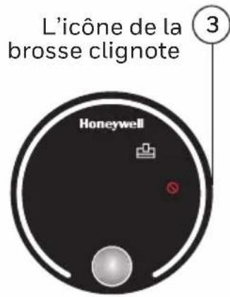 L'icône de la brosse clignote Honeywell 3