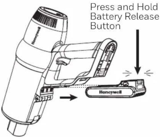 Press and Hold Battery Release Button Honeywell