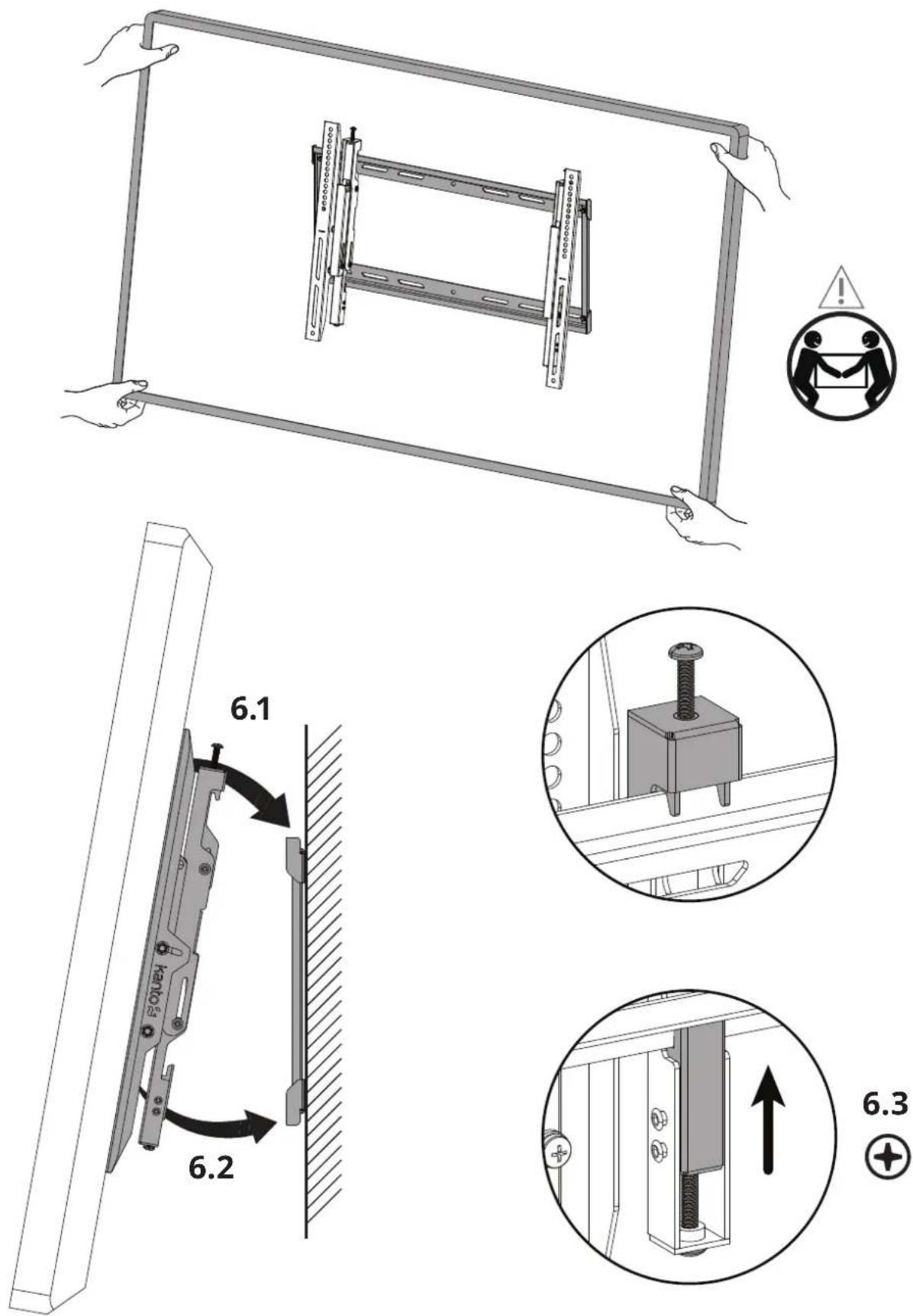 Kanto TE300 - 5a. Mount Wall Plate Assembly (Wood Stud Wall) Montez l'ensemble de plaque murale (montant en bois) Monte el ensamblaje de la placa de pared (muro de madera) - 2