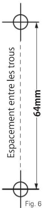Espacement entre les trous 64mm Fig. 6