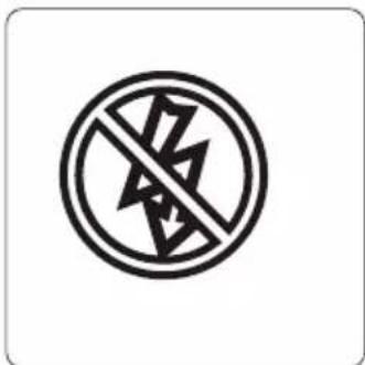 Prohibition sign with a circular symbol containing a crossed-out arrow and lightning bolt, indicating no prohibition or resistance.