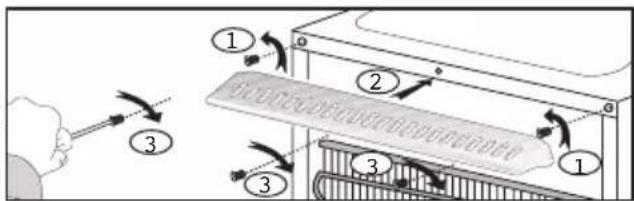 Diagram illustrating a device's internal structure with numbered components and directional arrows indicating movement or assembly.