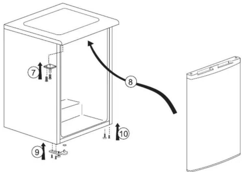 Diagram of a refrigerator interior with numbered components and directional arrows indicating flow or movement.
