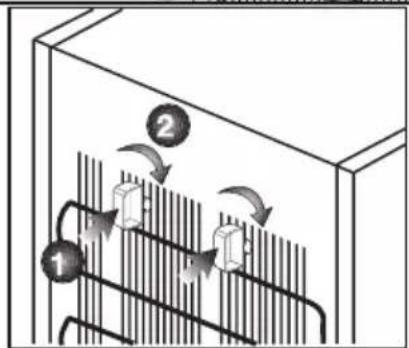 Diagram illustrating fluid flow through a container with labeled components and directional arrows