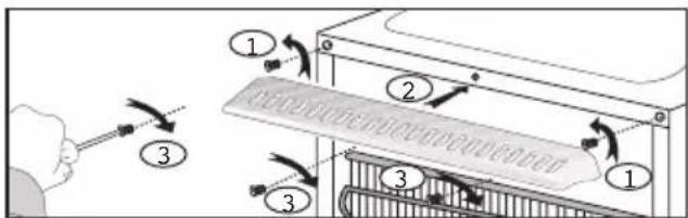 Diagram illustrating a mechanical assembly with numbered components and directional arrows indicating motion or movement.
