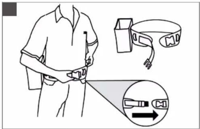 Diagram illustrating a person's belt and belt belt with a magnified inset showing the belt being pushed into a belt.