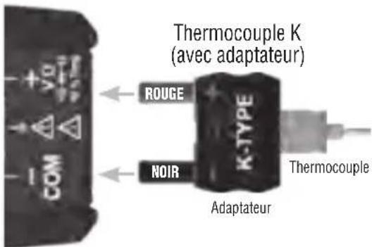 Thermocouple K (avec adaptateur) ROUGE NOIR K-TYPE Adaptateur Thermocouple