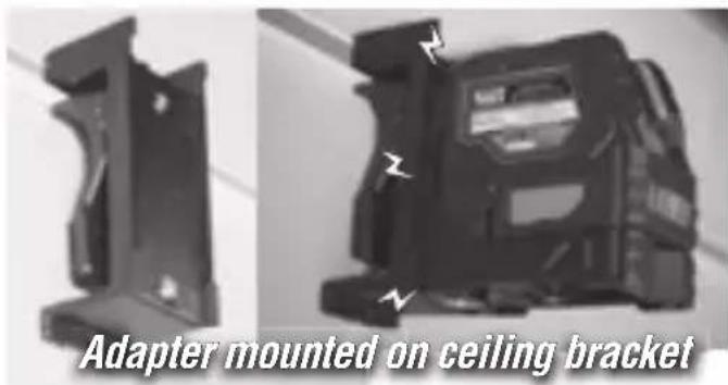 Adapter mounted on ceiling bracket