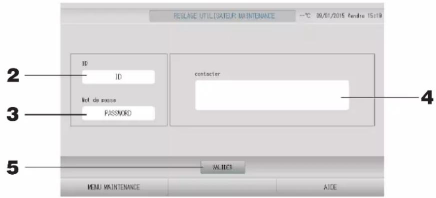 MITSUBISHI SC-SL4-BE3 - Appuyez sur la touche REGLAGE MAINTENANCE UTILISATEUR de l'écran MENU MAINTENANCE. - 1