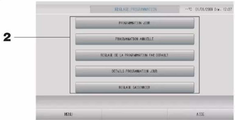 MITSUBISHI SC-SL4-AE3 - Appuyez sur la touche REGLAGE PROGRAMMATION de la fenêtre MENU. - 1
