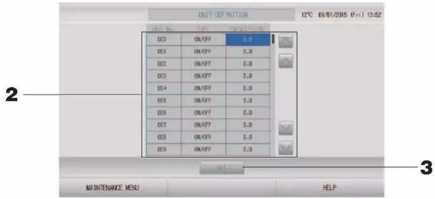 MITSUBISHI SC-SL4-BE2 - Appuyez sur la touche UNIT DEFINITION (CONFIGURATION DES UNITÉS) dans la fenêtre « MAINTENANCE MENU ». ➤ page 77 - 1