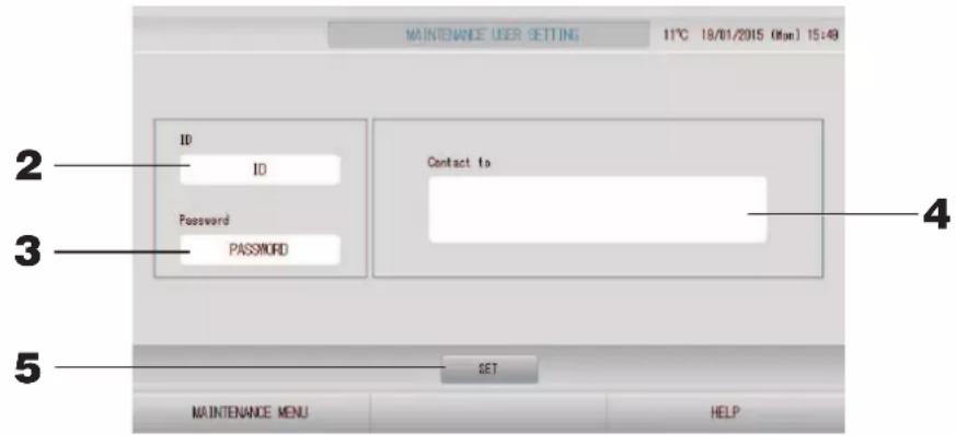 MITSUBISHI SC-SL4-AE2 - Appuyez sur la touche MAINTENANCE USER SETTING (PARAMÈTRE D'UTILISATEUR DE MAINTENANCE) de l'écran MAINTENANCE MENU (MENU DE MAINTENANCE). - 1