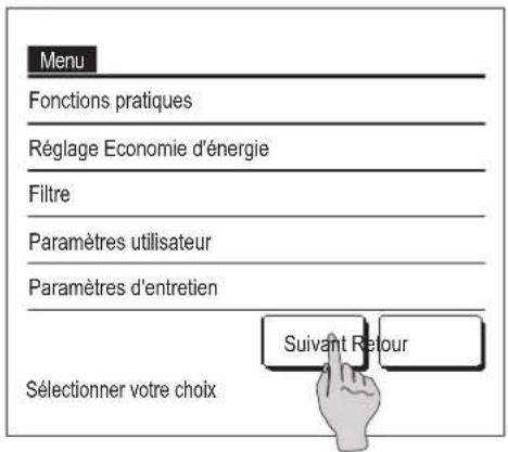 MITSUBISHI RC-EXZ3A - Modes de fonctionnement sur les écrans du menu - 2