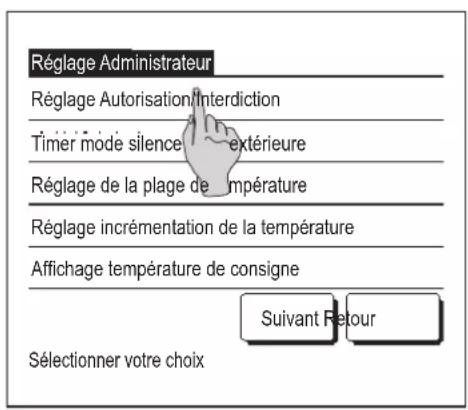 MITSUBISHI RC-EXZ3A - Réglages administrateur [mot de passe administrateur] - 1