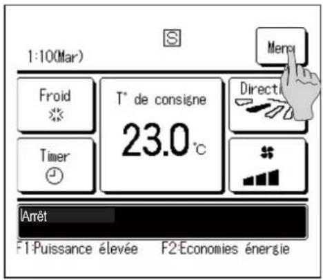 MITSUBISHI RC-EXZ3A - Modes de fonctionnement sur les écrans du menu - 1
