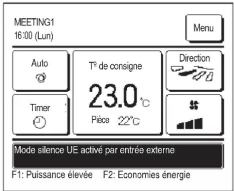 MITSUBISHI RC-EX3A - ■ "Mode silence UE activé par entrée externe" affiché - 1