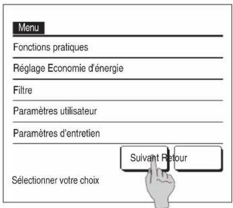 MITSUBISHI RC-EX3A - Modes de fonctionnement sur les écrans du menu - 2