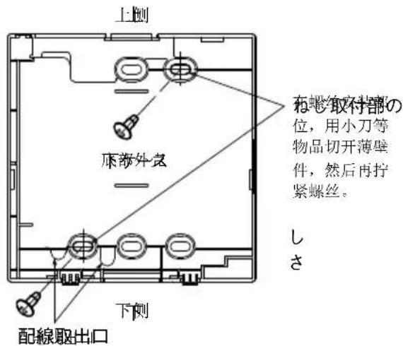 上側 下側 配線取出口 右軸取付部の位,用小刀等物品切开薄壁件,然后再拧紧螺丝。 しさ