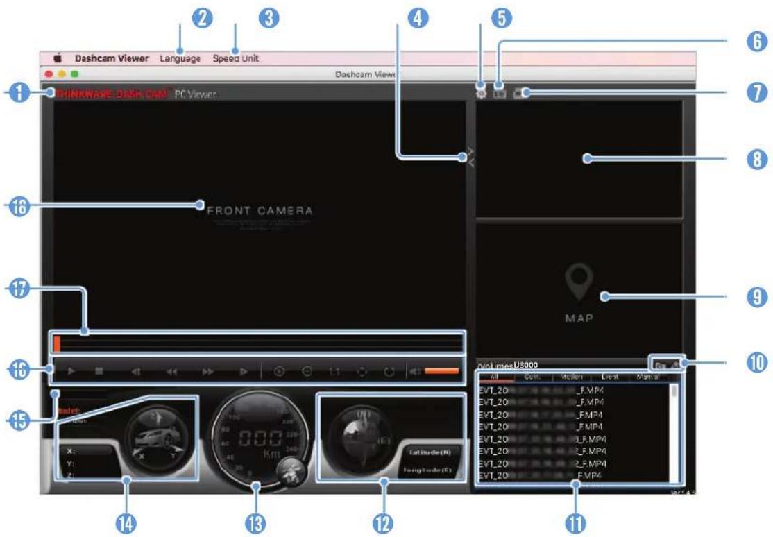 Thinkware U3000 - Disposition de l'écran de la visionneuse pour ordinateur (Mac) - 1