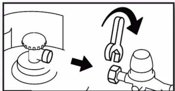 Diagram illustrating the process of changing a pipe valve, showing how to switch from a valve to a wrench and then to a bolt.