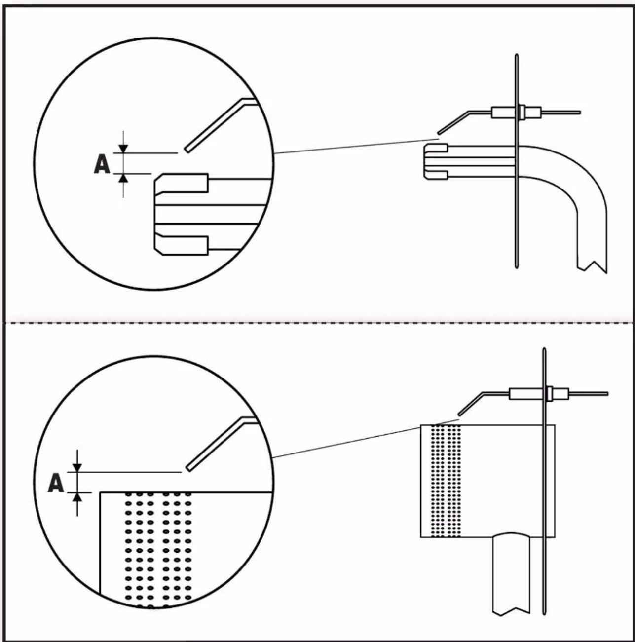 Technical diagram showing two mechanical assembly configurations with labeled components and dimension annotations