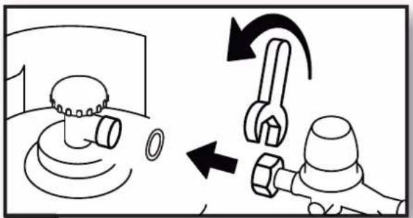Diagram illustrating a mechanical repair or tool operation with labeled parts and directional arrows indicating motion.
