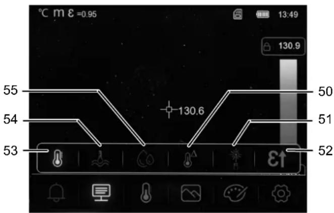 °C m ε =0.95 13:49 130.9 55 50 54 51 53 52