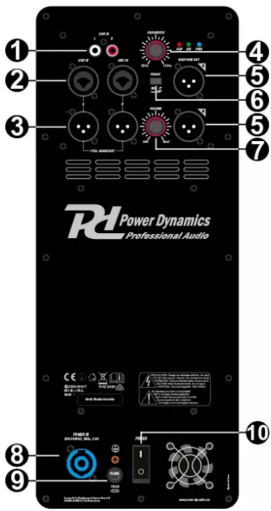 Power Dynamics PDY218SA - COMMANDES ET CONNEXIONS - 1