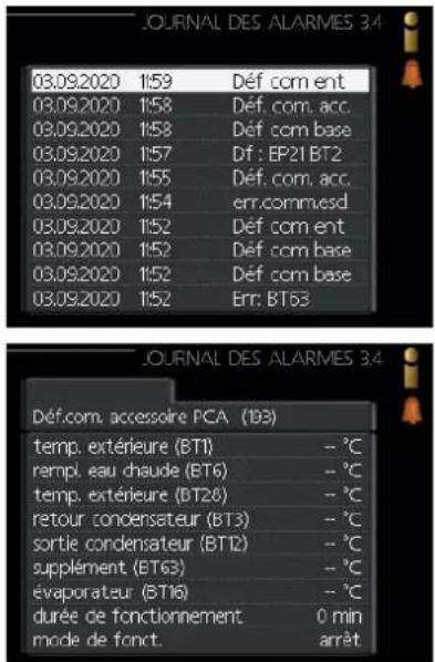 MITSUBISHI HSB100 - Menu 3.4 - journal des alarmes - 1