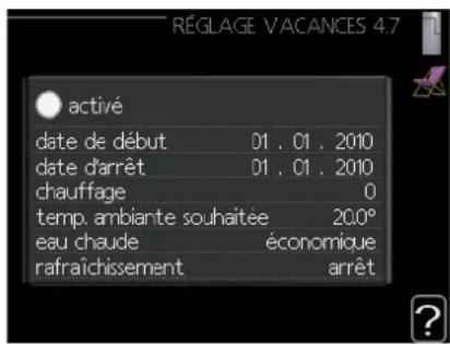 MITSUBISHI HSB100 - Menu 4.7 - réglage vacances - 1