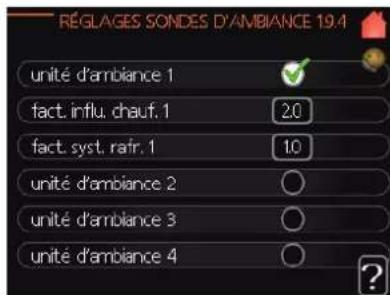 MITSUBISHI FDCW60VNX - Menu 1.9.4 - réglages des sondes d'ambiance - 1