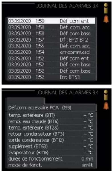 MITSUBISHI SFDCW60VNX - Menu 3.4 - journal des alarmes - 1