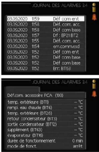 MITSUBISHI HSB60-W - Menu 3.4 - journal des alarmes - 1