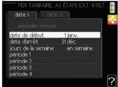 MITSUBISHI HSB60-W - Menu 4.1.8.7 - pér. tarifaire, ext. suppl. niveau - 1