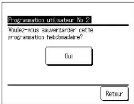Programmation utilisateur No 2 Voulez-vous sauversarder cette programmation hebdomadaire? Qui Retour
