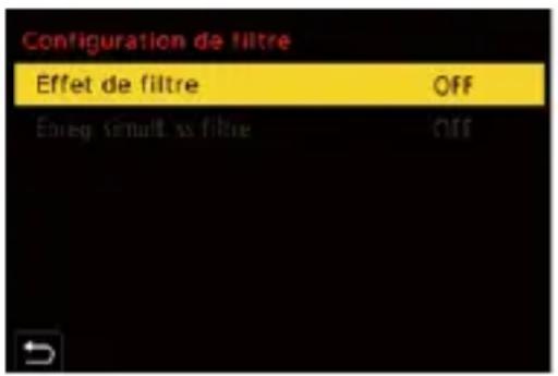 Configuration de filtre Effet de filtre OFF Enreg simult. ss filtre OFF
