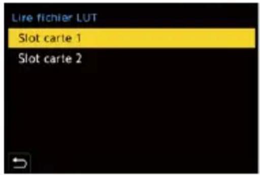 Line fichier LUT Slot carte 1 Slot carte 2